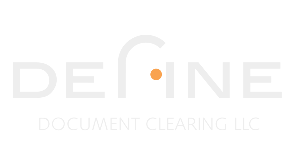 Define Document Clearing White Logo Transparent